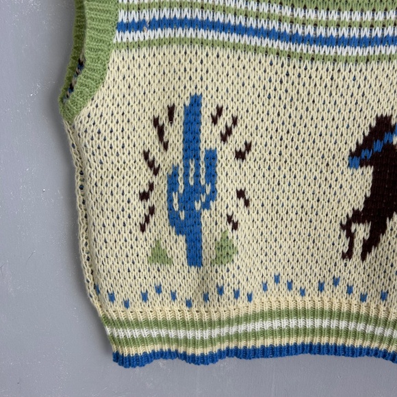 Bailey Rose size L oversized zip up vest retro knitted western cowboy green NEW - Picture 7 of 13